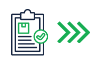 icon-05 - VPS Learning Clipboard with a form and a green checkmark, next to three green right arrows indicating proceed to the next step.