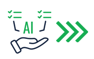 icon-ai-vps - VPS Learning Illustration of a hand cupping the letters AI with green arrows indicating progress, symbolizing AI in good hands.