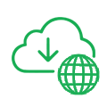 icons-ons_0001_global1 - VPS Learning Cloud with a downward arrow beside a globe, representing download from the cloud to the internet.