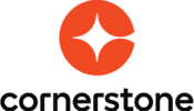 Cornerstone logo: an orange circle with a white four-point star in the center, followed by the word cornerstone in bold black lowercase.